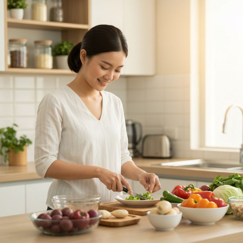 Person preparing a meal with fresh vegetables
