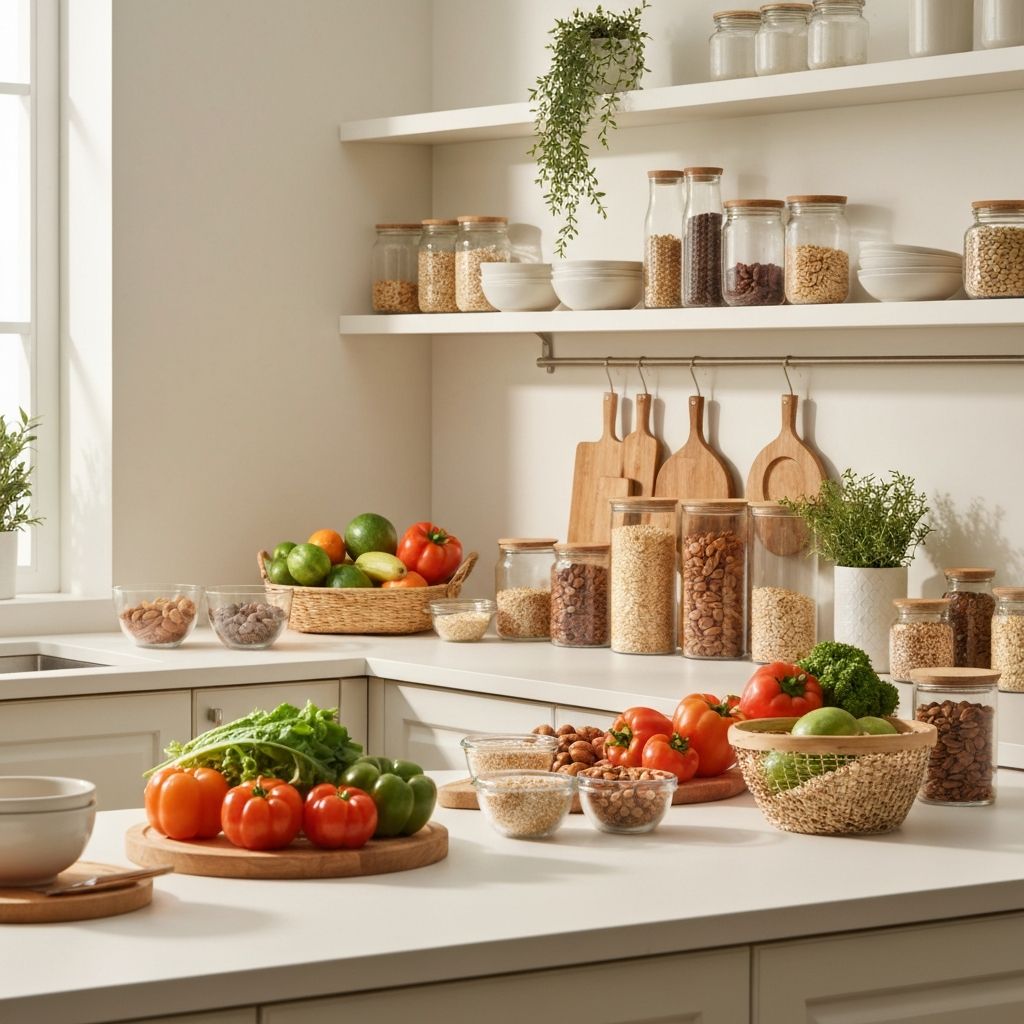 Clean kitchen with fresh ingredients