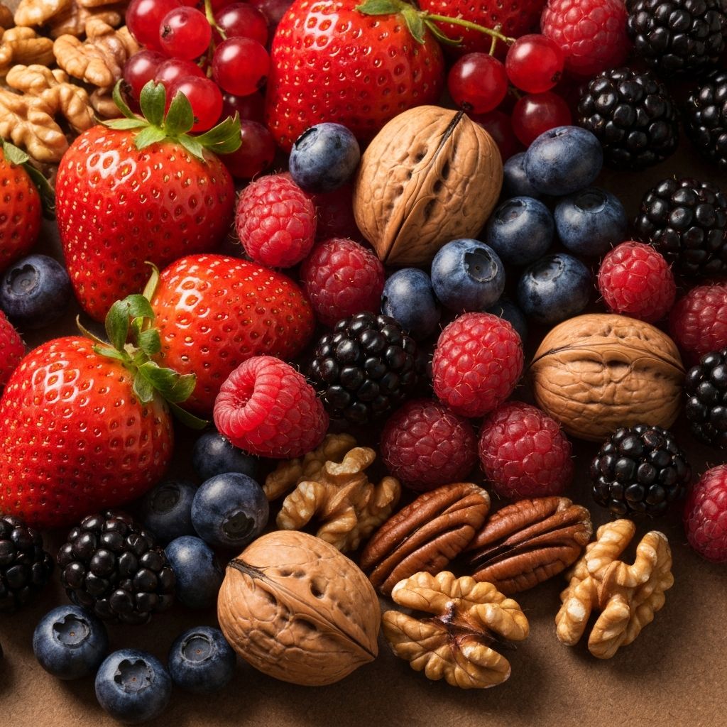 Berries and nuts representing macronutrients